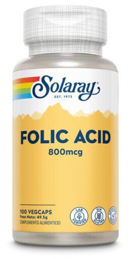 Solaray Folic Acid 800 mcg 100 Vegetable Capsules