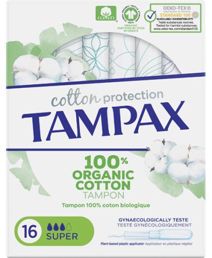 Cotton Protection Organic Super Tampons 16 Count