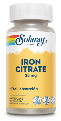 Solaray Ferrous Citrate 25 mg 60 Vegetable Capsules