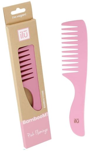 Pink Flamingo Bamboo Detangling Comb