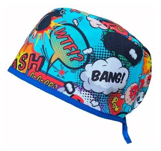 Short Bang Printed Operating Room Cap