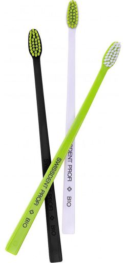 Trio of Bio Toothbrushes White Green Black