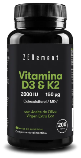 Zenement Vitamin D3 + K2 Cholecalciferol (2000 IU) & MK-7 (150 &mu;g) 200 Pearls