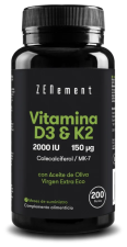 Vitamin D3 + K2 Cholecalciferol (2000 IU) &amp; MK-7 (150 &mu;g) 200 Pearls